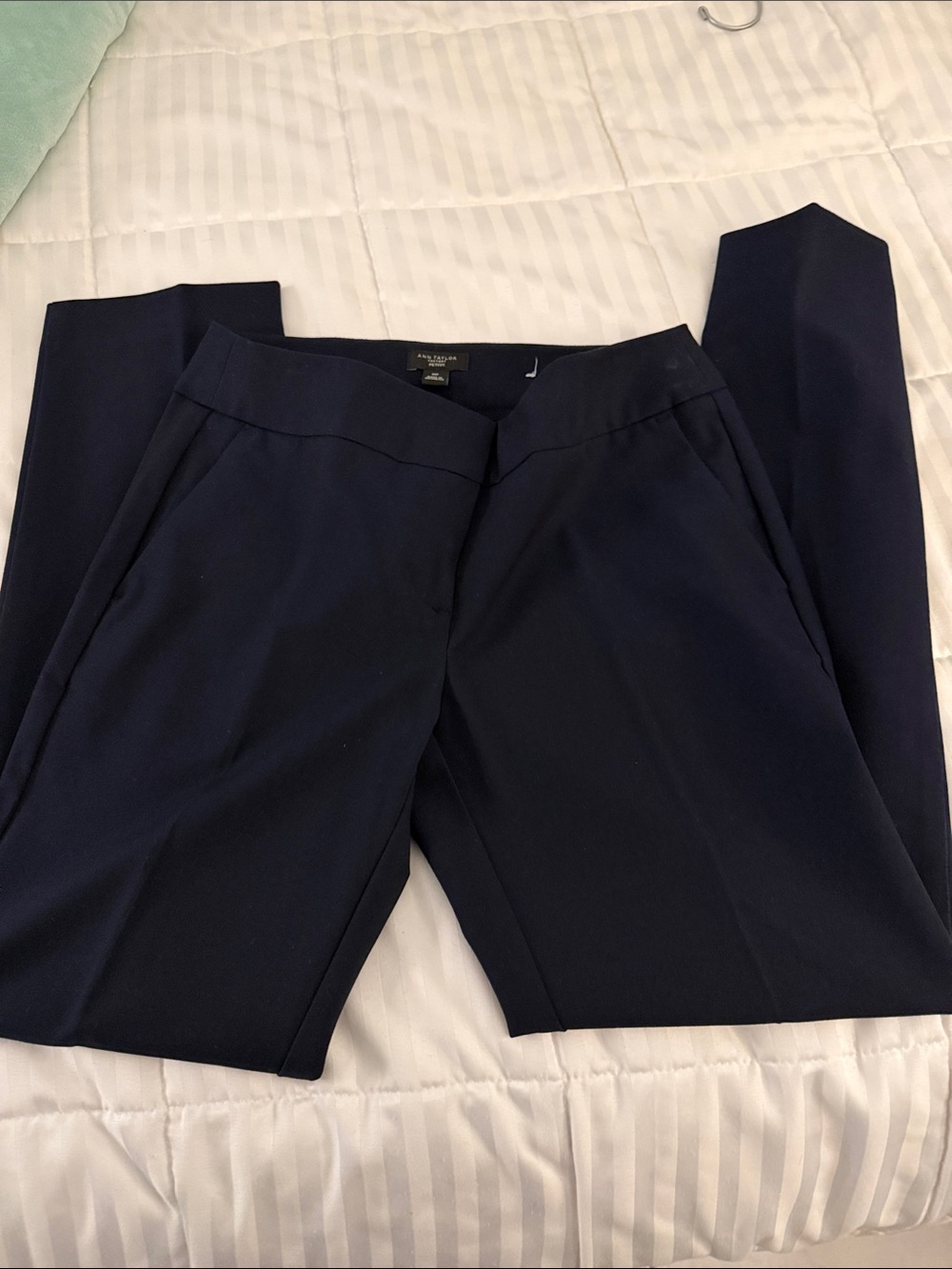 Ann Taylor Factory Navy Straight-Leg Dress Pants